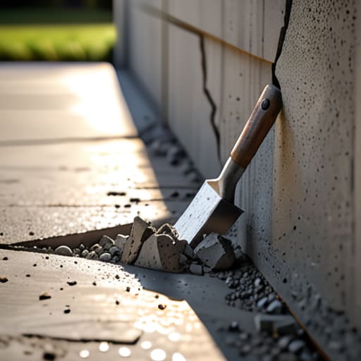Repairing cracks in residential concrete driveways.