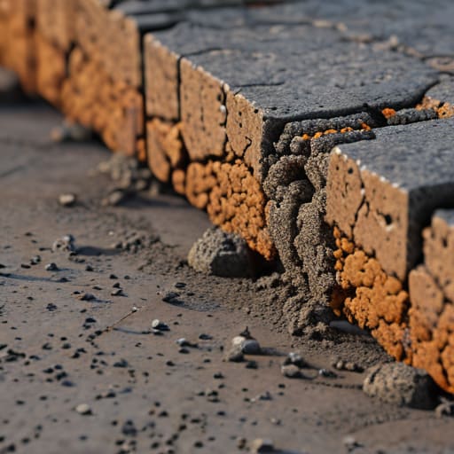 How carbonation damages concrete near steel reinforcement.